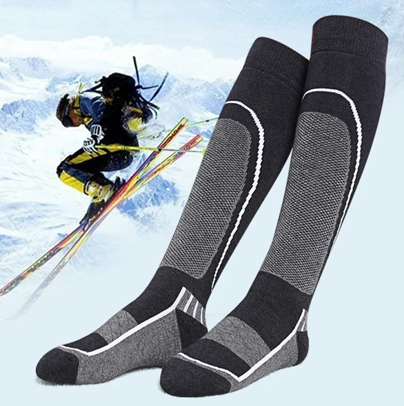 Ски чорапи Merino вълна дебела хавлиена термична коляното висока зимни сноуборд спортни чорапи мъже жени открит туризъм чорапи топло дишаща