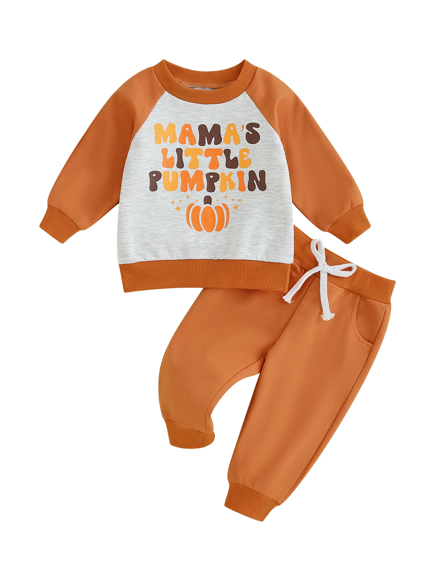 Сладък костюм за Хелоуин за новородени Очарователни тиква писмо печат суитчър и панталони комплект за есента облекло