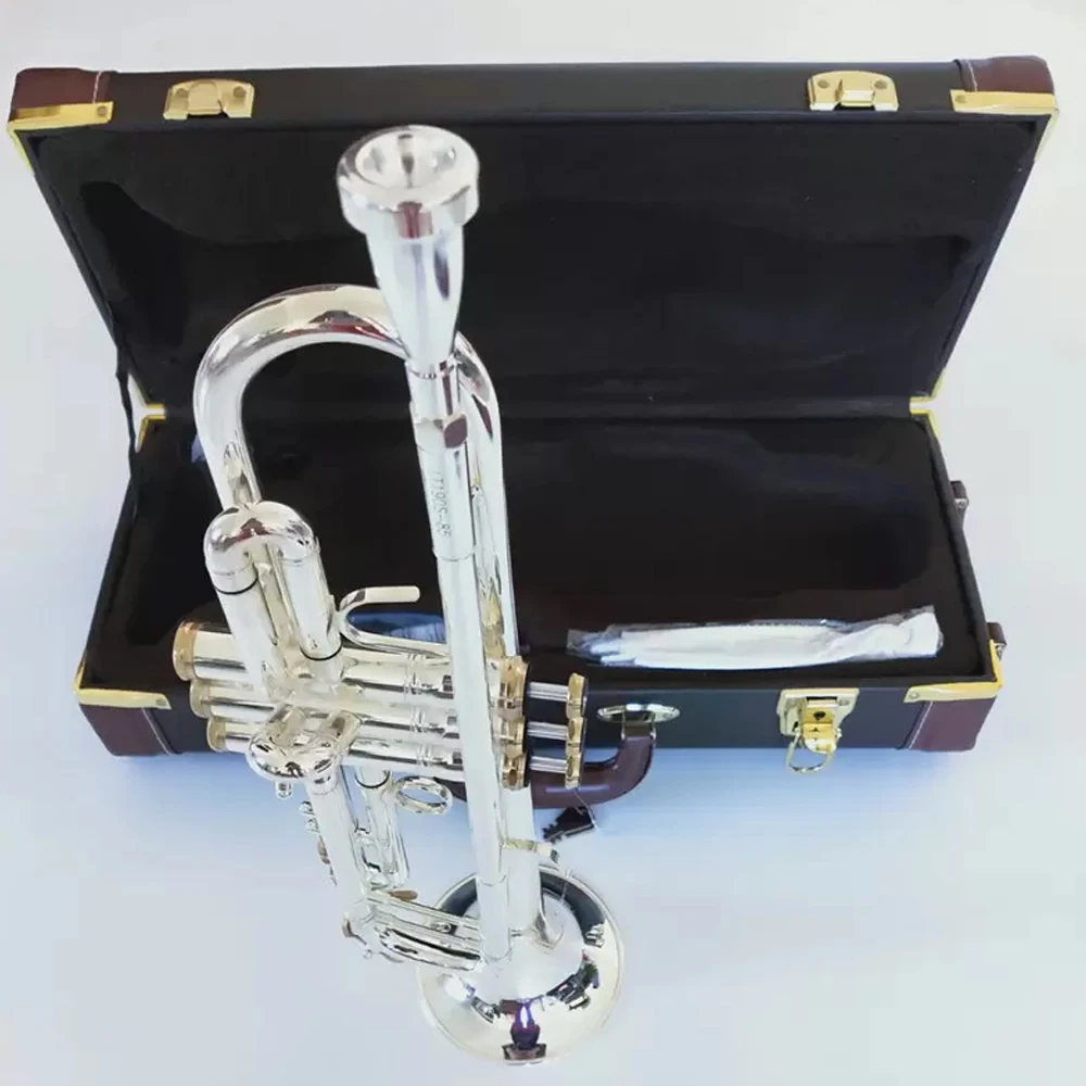тромпет LT190S-85 музикален инструмент Bb месинг никелиран сребро американски занаятчийски производство професионален клас с случай