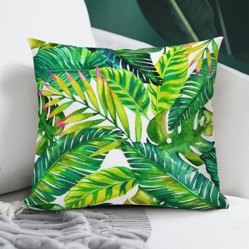 Тропически-листа-кактус-отпечатани-диван-творчески-квадратни възглавница покритие диван кола талия хвърлят възглавница-25x25 ~ 70x70cm