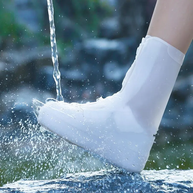 Унисекс водоустойчиви калъфи за обувки Качество за многократна употреба PVC пластмаса Неплъзгащ се сгъстен протектор на открито Пътуване Къмпинг Пешеходен туризъм Дъждобран