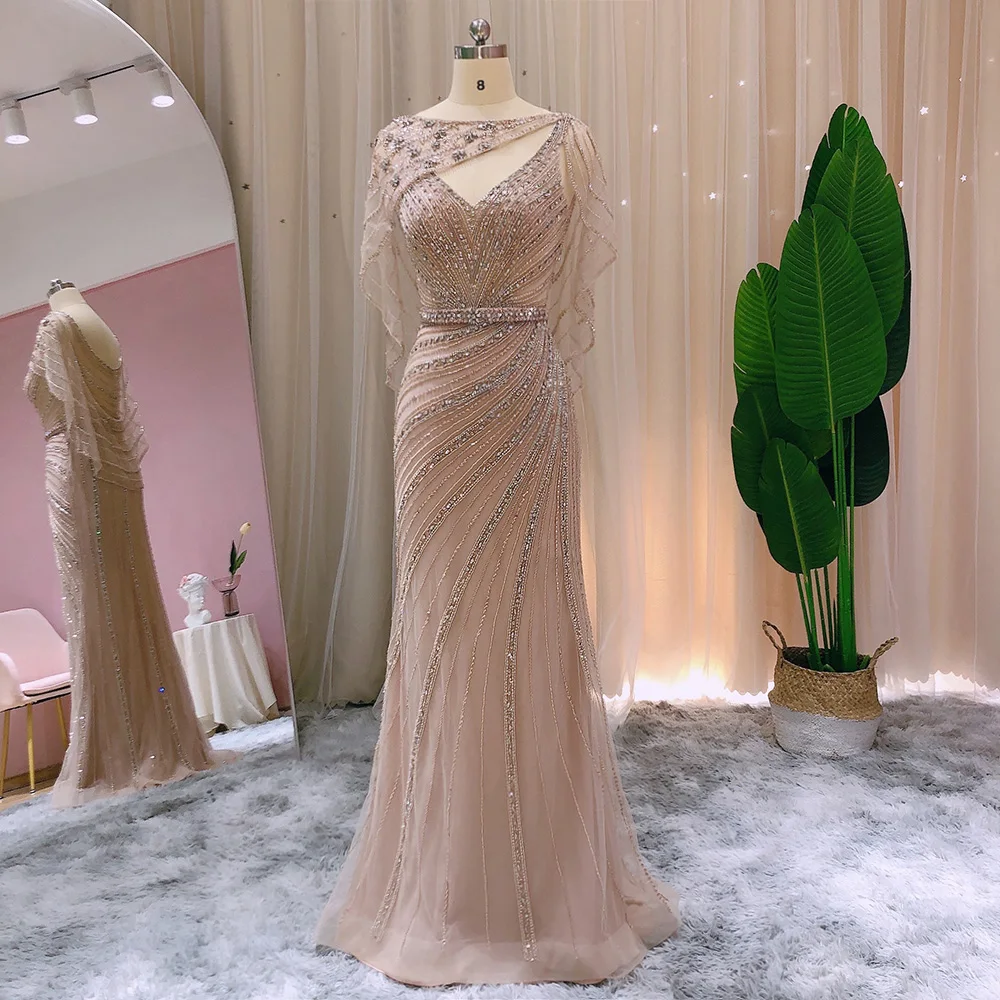 Шарън - каза той Луксозна вечерна рокля на русалка от арабско шампанско в Дубай 2023 с официални рокли за жени Сватбено тържество SS122
